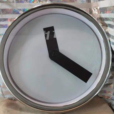 Hidden Numbers Tiq Round Wall Clock Ketonic FB8 White Chrome Metal Working - Image 1 of 4