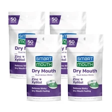 Dry Mouth Dual-Action Mints - Sugar-Free - 50 Count, 4 Pack, Mellow Mint