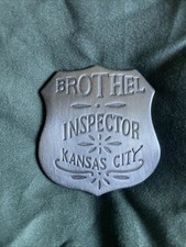 Vtg Old West Badge Brothel Inspector Kansas City costume novelty Metal