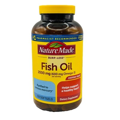 NATURE MADE 2000 Mg 600 mg OMEGA 3 230 Softgels Burp-Less Exp 11/2027