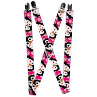 `Suspenders - 1.0`` - Penguins W/Cupcakes Fuchsia/Multi Colo (Us Import) ACC NEU