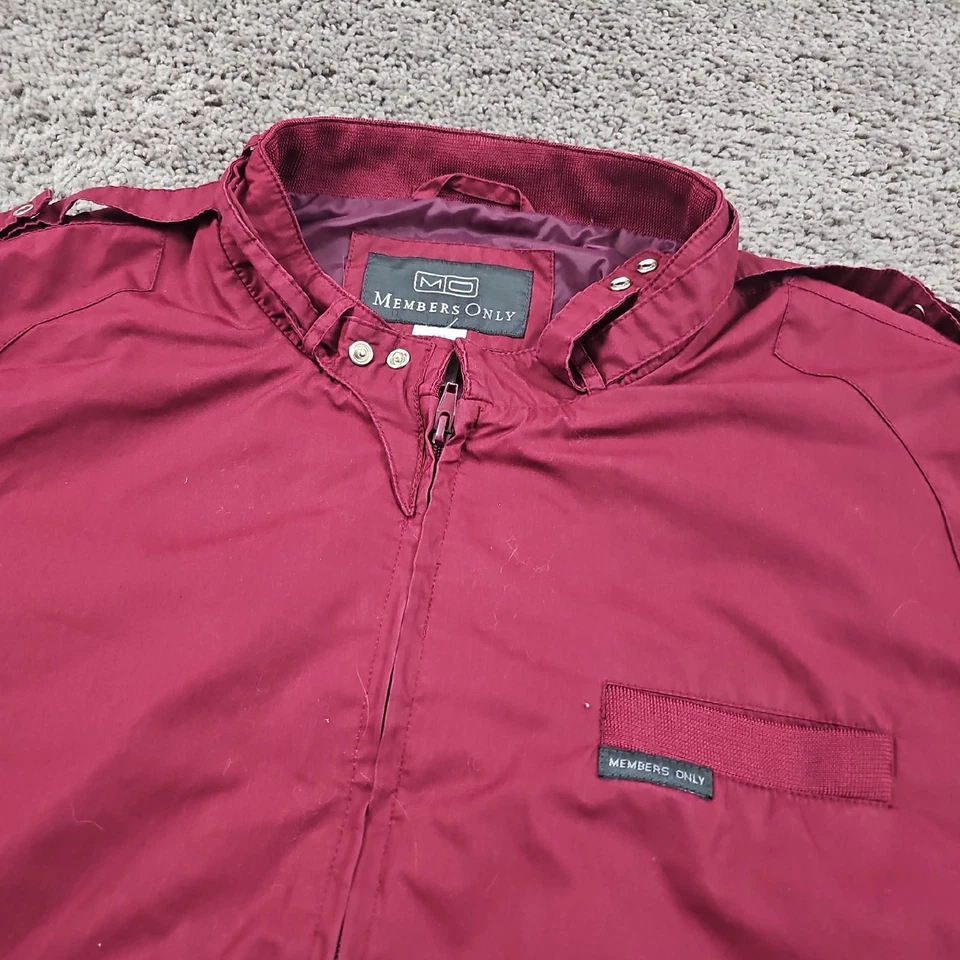 Members Only Jacket Mens 3XL Red Bomber Full Zip Lined Iconic Racer Long Sleeve - Image 2 of 4
