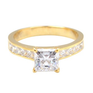 3.50Ct D/VVS1 Princess Shape Women's Ring In Solid 14KT Yellow Gold Tariffs Free