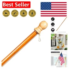 56" Solid Wood Flag Pole with Anti-Wrap Tube for 3'x5' Flags - Elegant Display