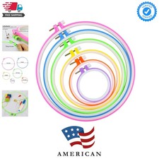6 Pieces Embroidery Hoops, Plastic Circle Cross Stitch Hoop Ring 3.4 inch to ...