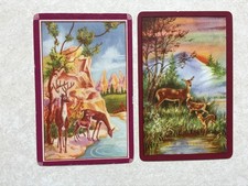 Vtg (2) Diff. Drawn Deer by Creek Single Swap Playing Cards PC1006 Ace