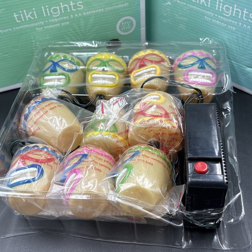 Tiki String Lights 8' Long Hawaiian Style Luau Bar Pool Party Blow Mold Set 2