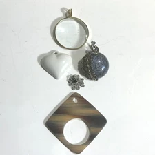 Necklace Pendants Peacock Clover Heart Magnifier Faux Agate Jewelry Making 5 pc