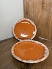 Hull Tangerine Orange Drip Bread Plate lot of 2