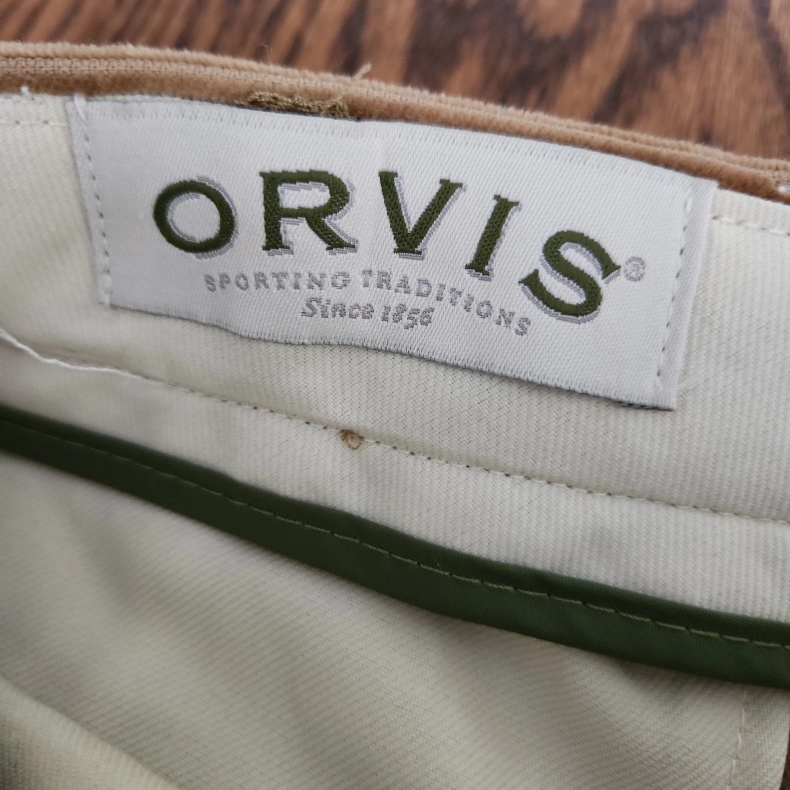 Vtg Orvis Pants Mens 38x32 (36x32) Tan Corduroy Dog Embroidered Cuffed USA Made - product detail image 2