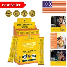 Tropical Peach Mango Electrolyte Powder Packets - 20 Sugar Free Hydration Ser...