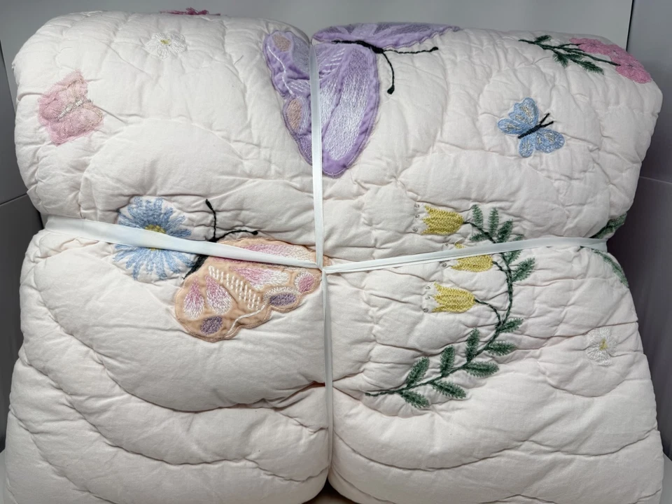 Nuevo Edredón Completo/Reina Pottery Barn Kids Flor Silvestre Mariposa Foto 3 de 3