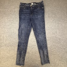 Time And True Womens High Rise Jeggings 5 Pocket Straight Leg Dark Blue Size 14