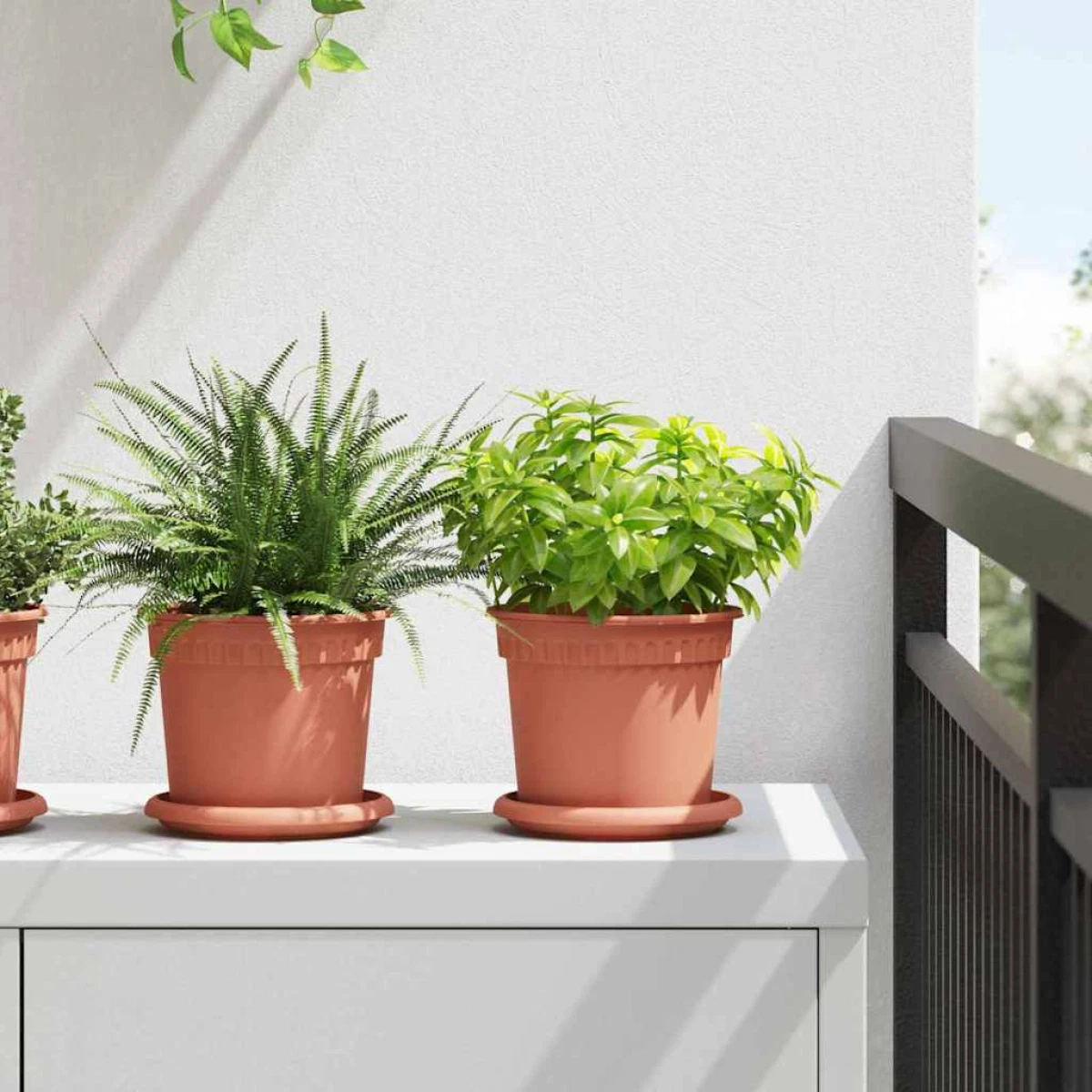 Plant Pots 24-Pack Brick Red Plastic Ø15x12cm Lightweight Drainage Holes Rim Set