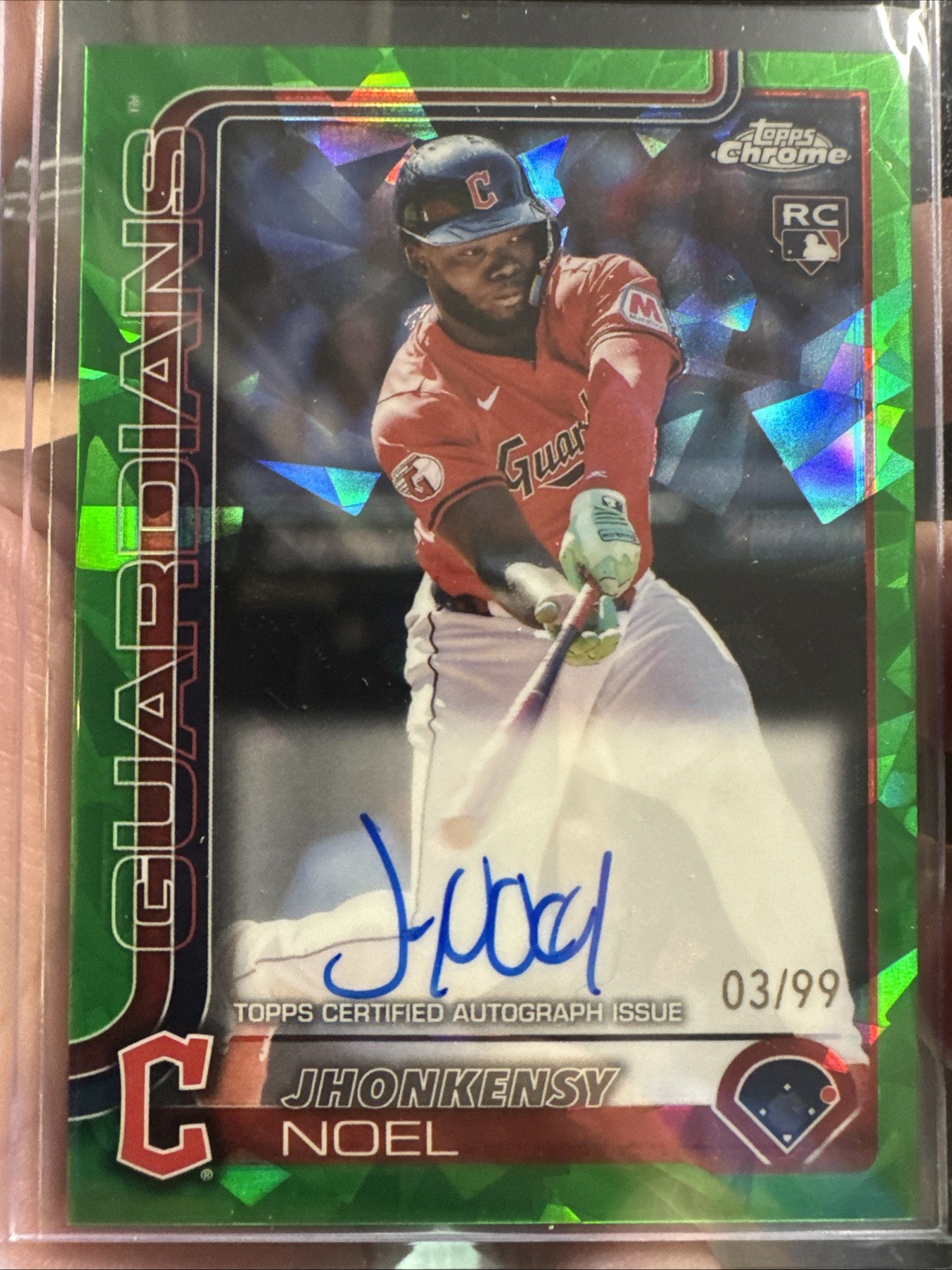 2025 Topps Chrome Sapphire Jhonkensy Noel RA-JN RC Auto Green /99