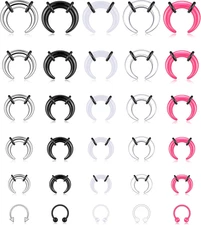 Septum Pincher Tapers Stretching Kit Acrylic Stainless Steel Septum Piercing ...