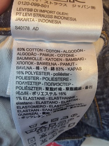 Levis Jeans Mens 38 x 34 Light Blue Acid-Wash Denim 511 Straight Leg - Picture 6 of 6