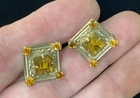 Vintage Costume Jewelry Victorian Revival Screw Back Earrings W/ Amber Gemstones
