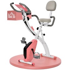HOMCOM 2-In-1 Folding Exercise Bike with 8-Level Magnetic Resistance Pink