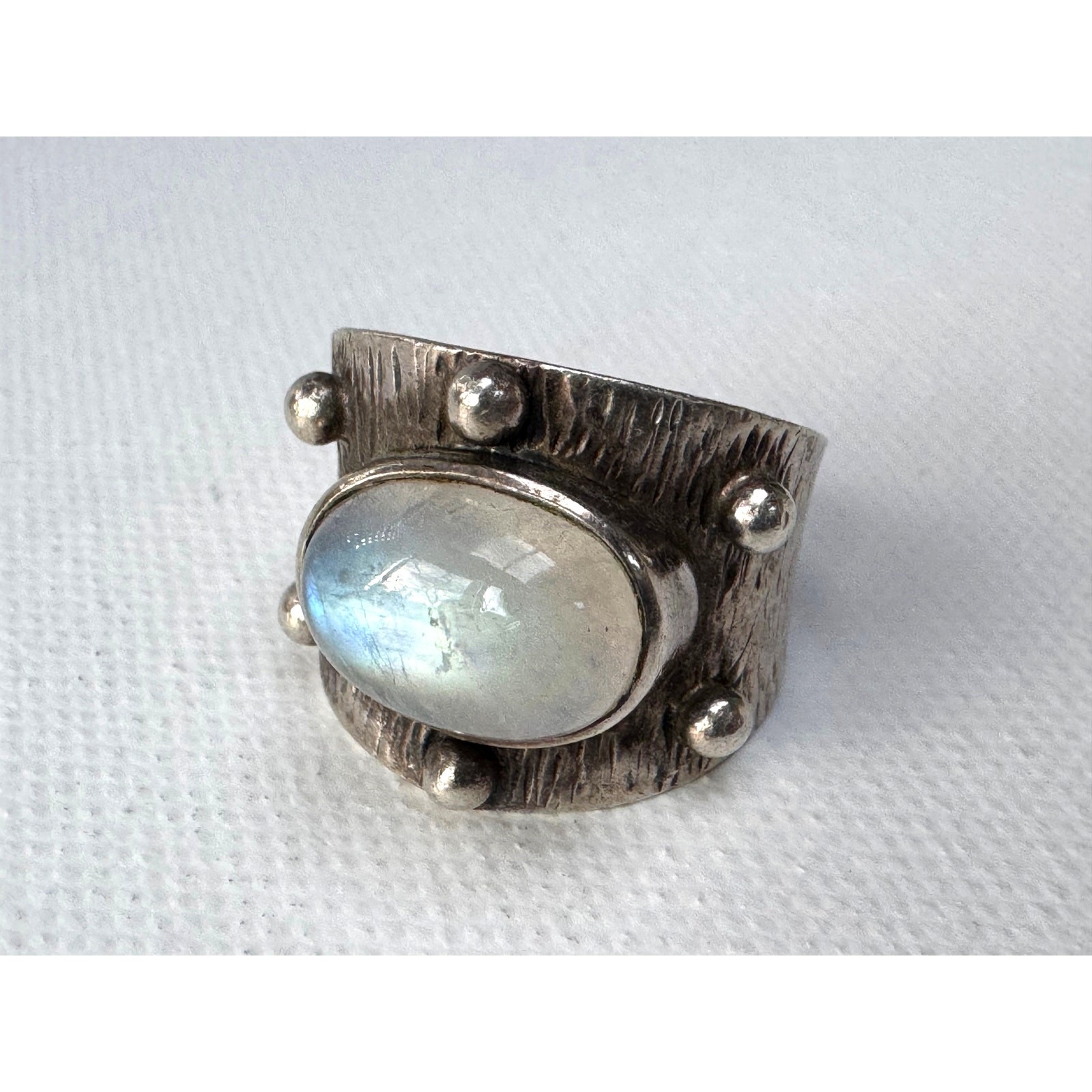 Moonstone Sterling Silver Statement Ring, Size 10 - image 3