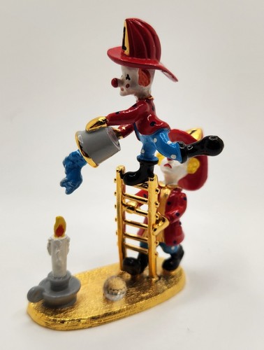 "Firemen On Ladder" Spoontiques Clown Swarovski Crystals Gold Plating - Picture 1 of 2