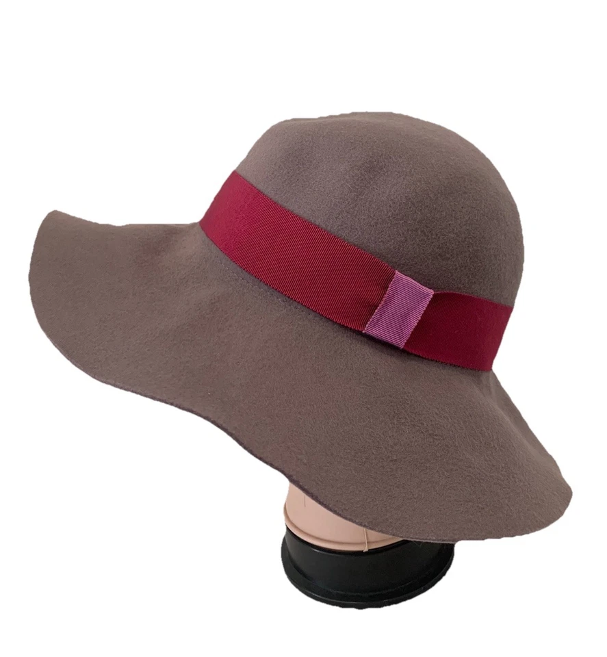 Sombrero flojo de ala ancha La Cerise sur le Chapeau Paris lana púrpura T59 Francia #K1 Foto 4 de 4
