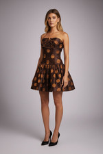 VICTOR COSTA Dress XS Strapless POLKA DOT Vtg 80s 50s Full Skirt BOW Satin ILGWU