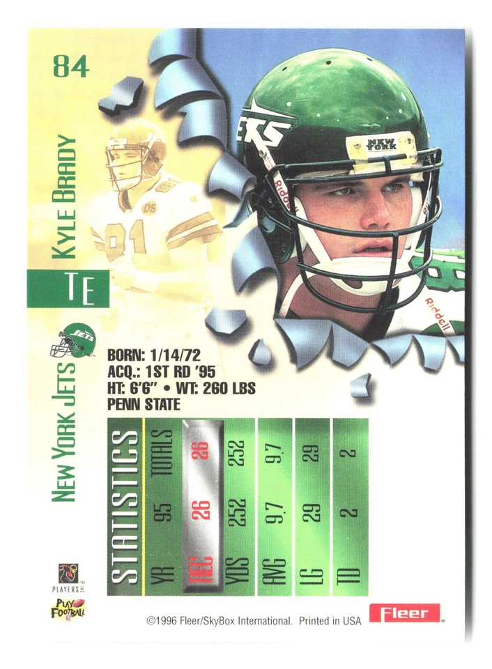 1996 Fleer Metal #84 Kyle Brady - Image 2 of 2