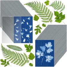 60 Sheets Sun Print Paper Cyanotype Paper Kit, A6 Sun Art Paper With 1 Acryli...