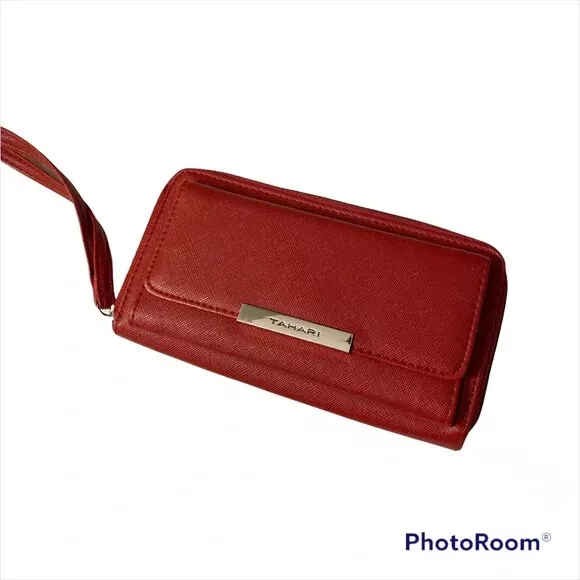 Tahari Red Zip around wallet wristlet