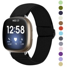 StrapsCo Adjustable Elastic Nylon Watch Band Strap for Fitbit Versa 3