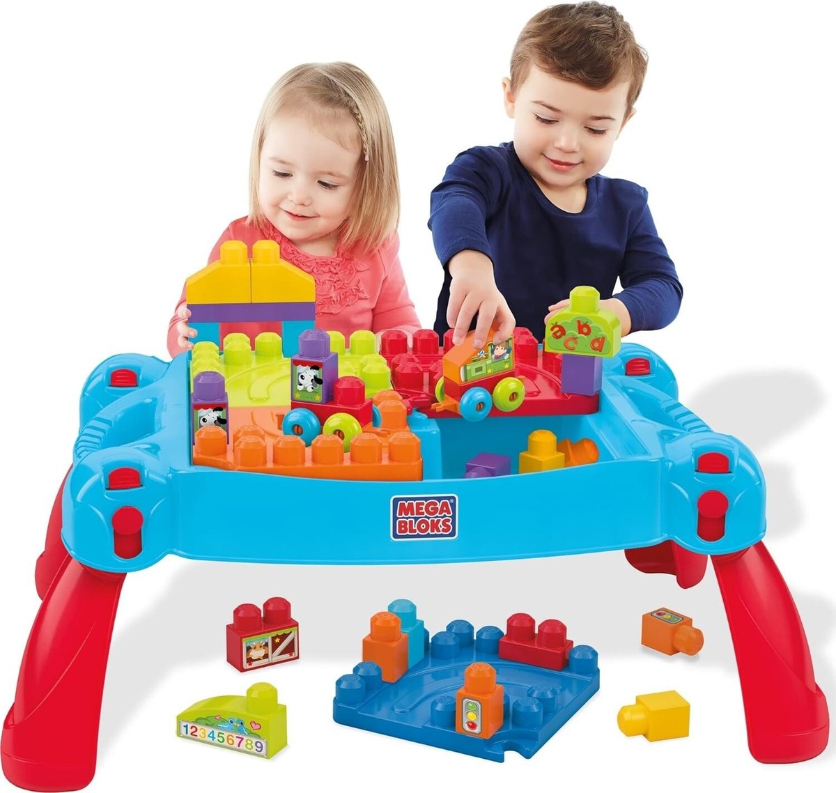 MEGA Bloks Building Blocks Toddler Toys Activity Table with Built-In Storage
