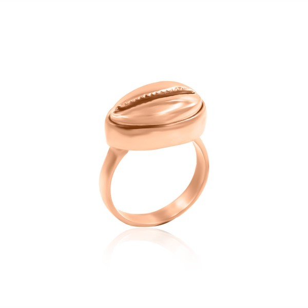 Alternate view of Cowrie Shell Design Ring Handmade 18k Gold Plated Statement Ring For Her