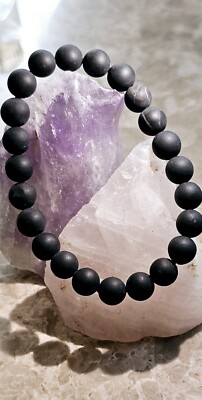 Natural Black Bian Stone Bracelet 7mm