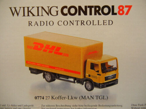 Wiking Control87 Art. 0774 27 Koffer LKW MAN TGL in gelb DHL Lieferwagen
