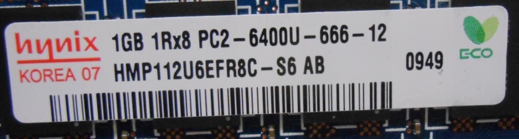 HYNIX DDR2 SDRAM DIMM SPEICHER HMP112U6EFR8C-S6 AB 1GB 1RX8 PC2-6400U ...