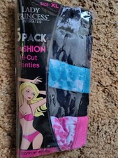 Lady Princess Intimates 5 Pack Womems Hi Cut Panties - XL Cotton Blend. New