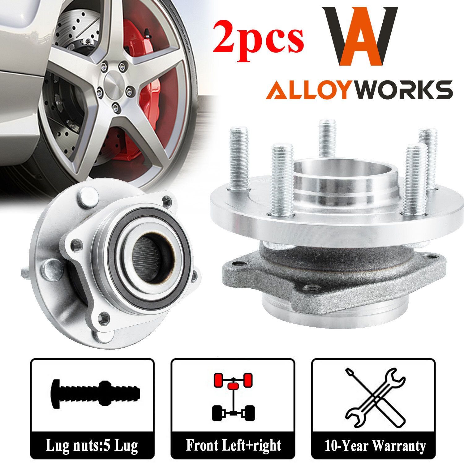 2* Front Wheel Hub&Bearing Assembly fits Chrysler 200 Sebring Dodge Avenger AWS