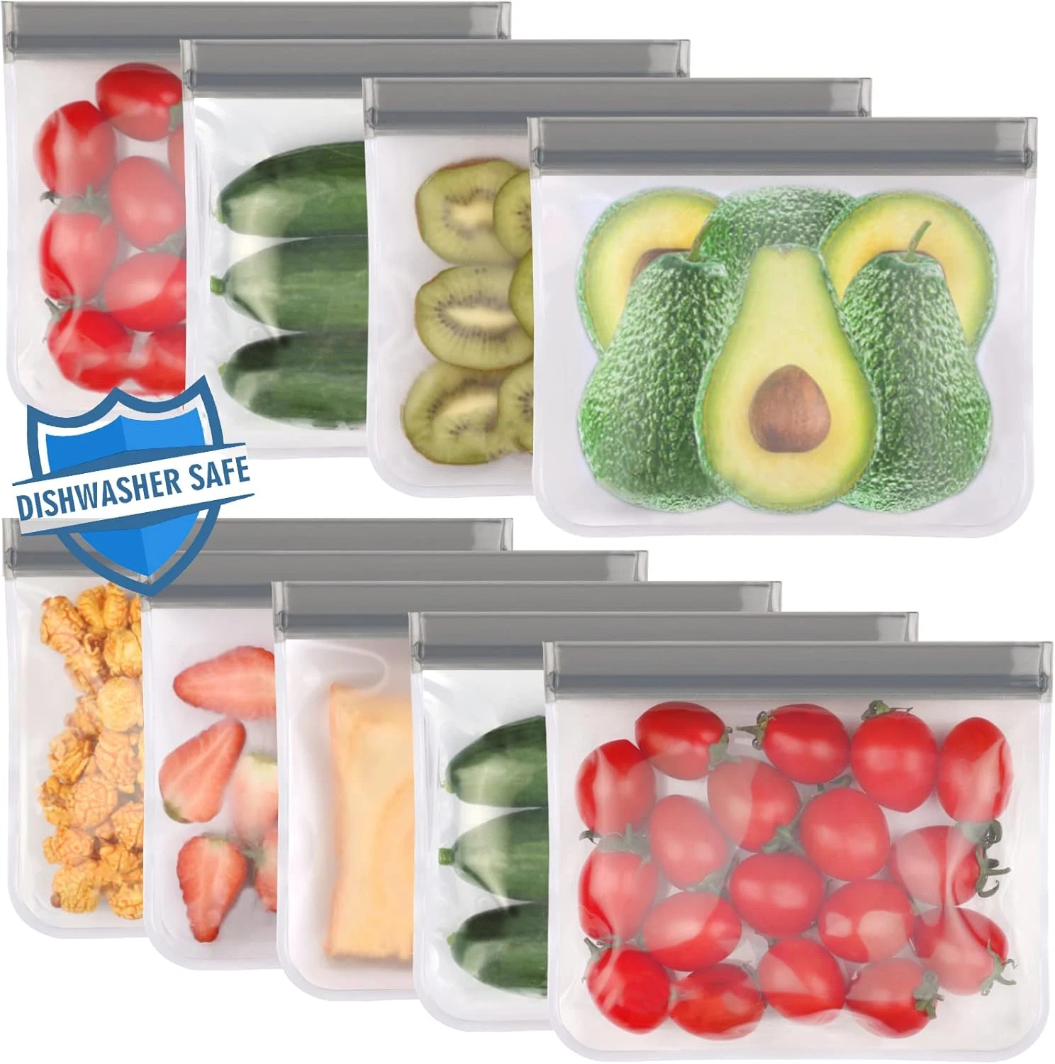 Clear Reusable Silicone Vacuum Bags – Leak-Proof Freezer & Storage 10 Pack