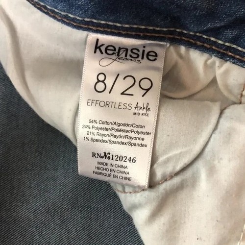 KENSIE size 8 midrise medium wash straight leg distressed jeans plain pockets - Picture 2 of 11