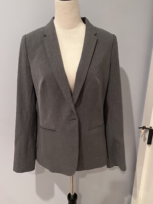 The Limited Blazer Women's Pinstriped Grey Jacket Scandal Collection NWT $168- M