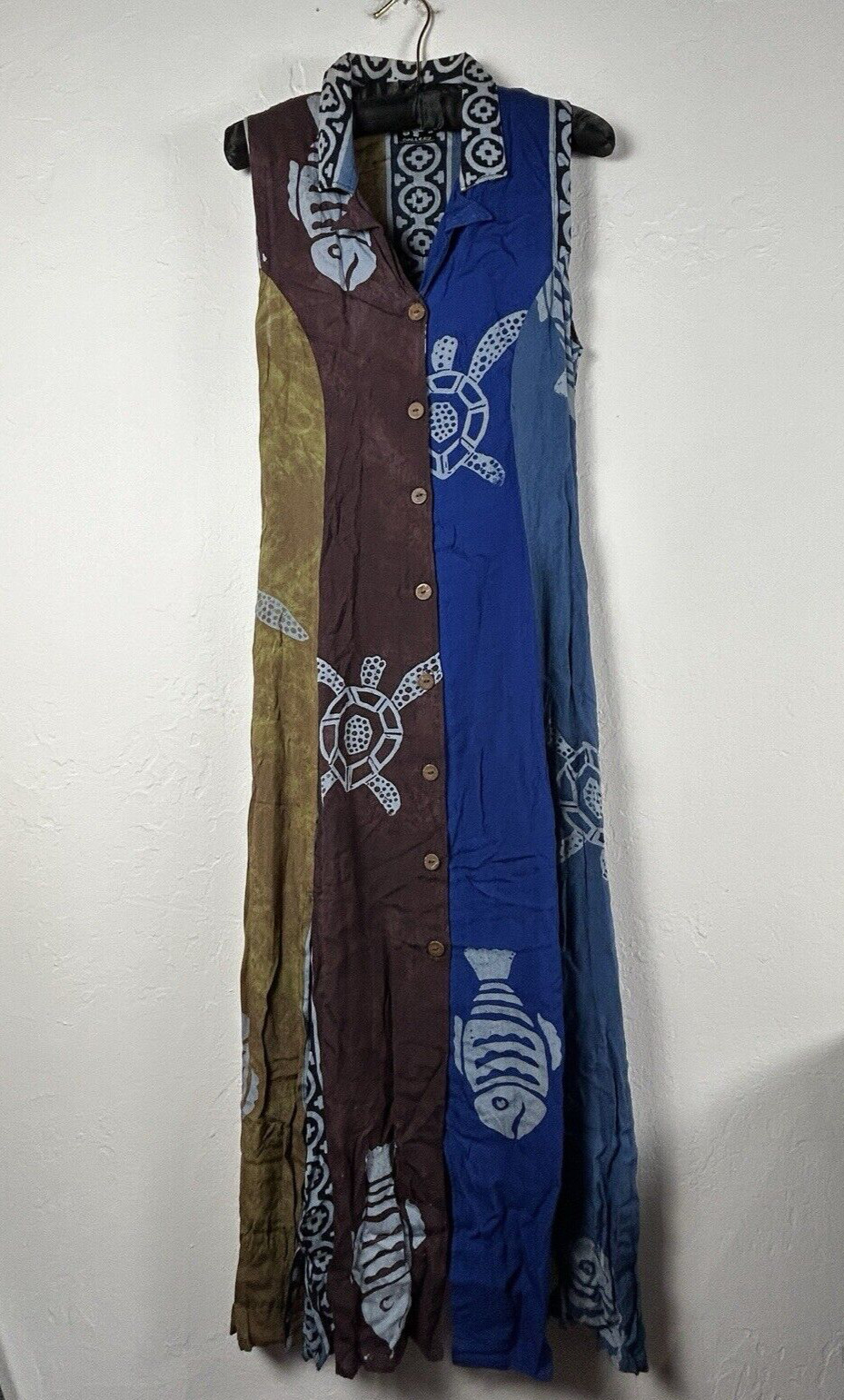 Galapagos Gallery Turtle Fish Patchwork Maxi Shif… - image 1