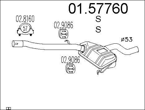 Silencieux intermédiaire pour Lancia Delta II et Alfa Romeo 146 1.9 TD