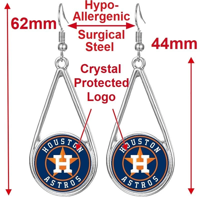 Pendientes colgantes colgantes de plata de los Astros de Houston para mujer con paquete de regalo D29 Foto 2 de 4