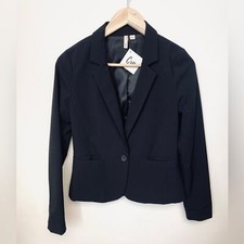 Frenchi Black Single Button Long Sleeve Classic Blazer Medium