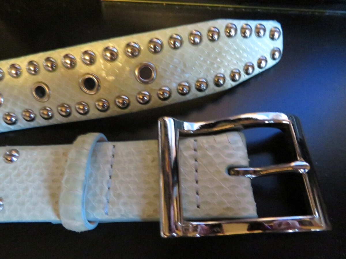 Very Nice Ladies DKNY Light Green Snakeskin Belt Tan Leather  display picture 2