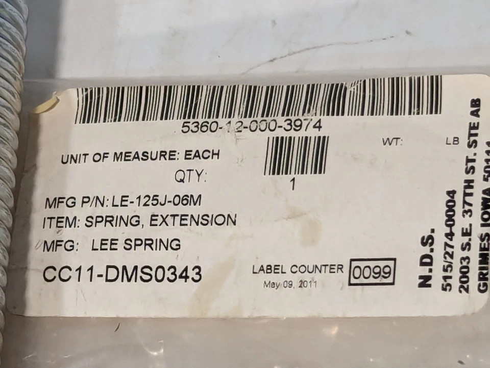 Lot Of 2 LE-125J-06M Lee Spring Steel Spring Extensions - Image 4 of 4