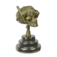 9934393-d Bronze Sculpture Figure Skull Steampunk 4 5/16x4 5/16x7 1/2in