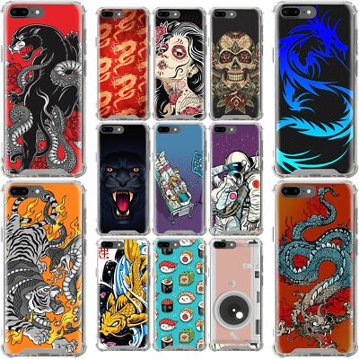 For (iPhone 8 Plus / 7 Plus) Slim Tough Clear Shock Bumper TPU Case SET11