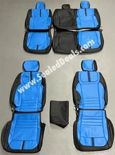 Black & Bermuda Blue Custom Leather Seat Covers for Ford F150 XLT STX SuperCrew